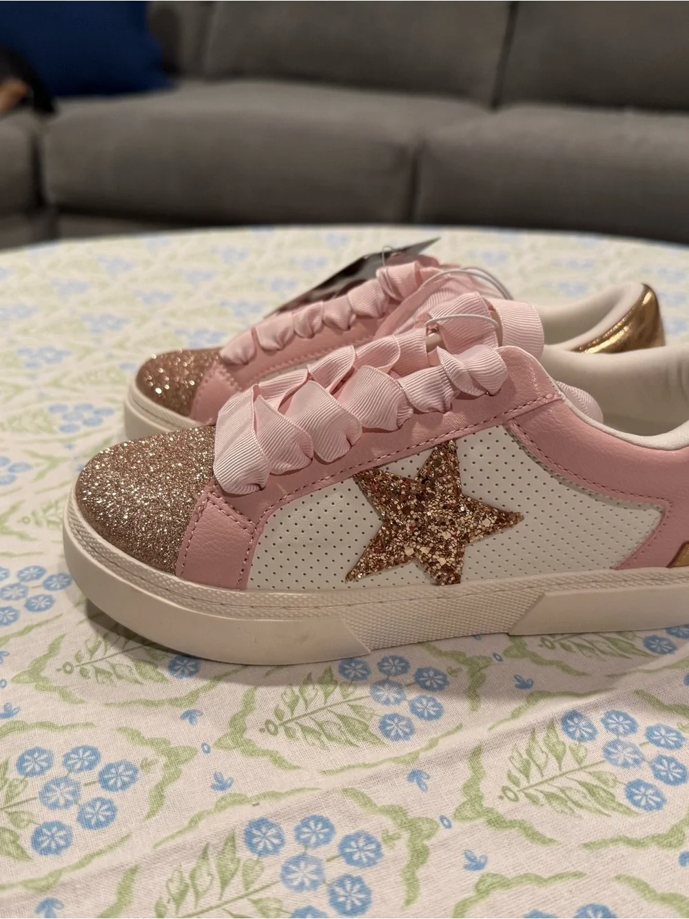 art class Pink Glitter Star Kids Sneakers